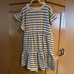 Cute Girls Cream and Black Striped Dress! Size L